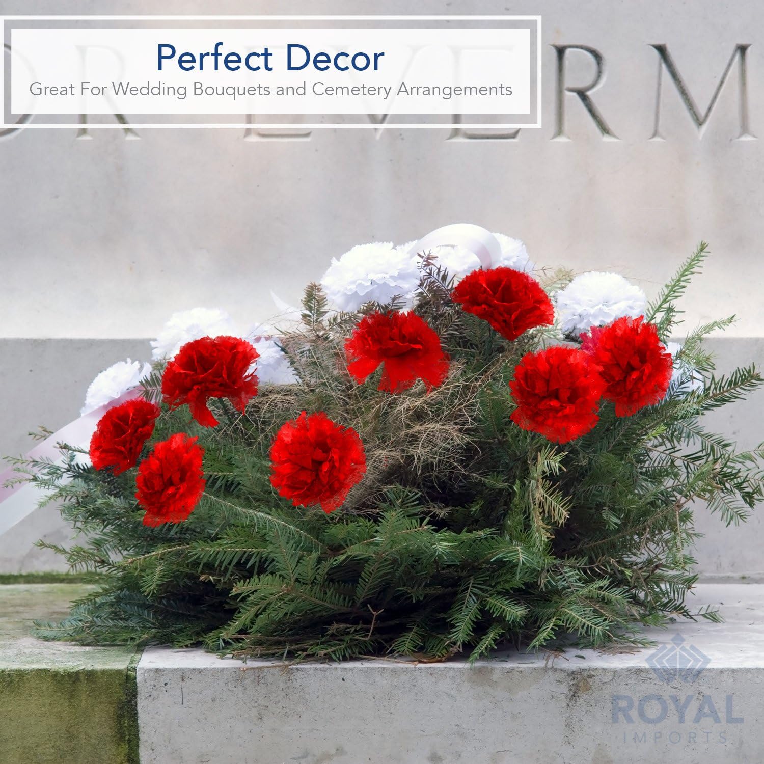 Royal Imports Artificial Carnations, Silk Faux Flowers, for Funeral Arrangements, Wedding Bouquets, Cemetery Wreaths, DIY Crafts - 100 Single 5" Stems - Royal Blue - Image 5
