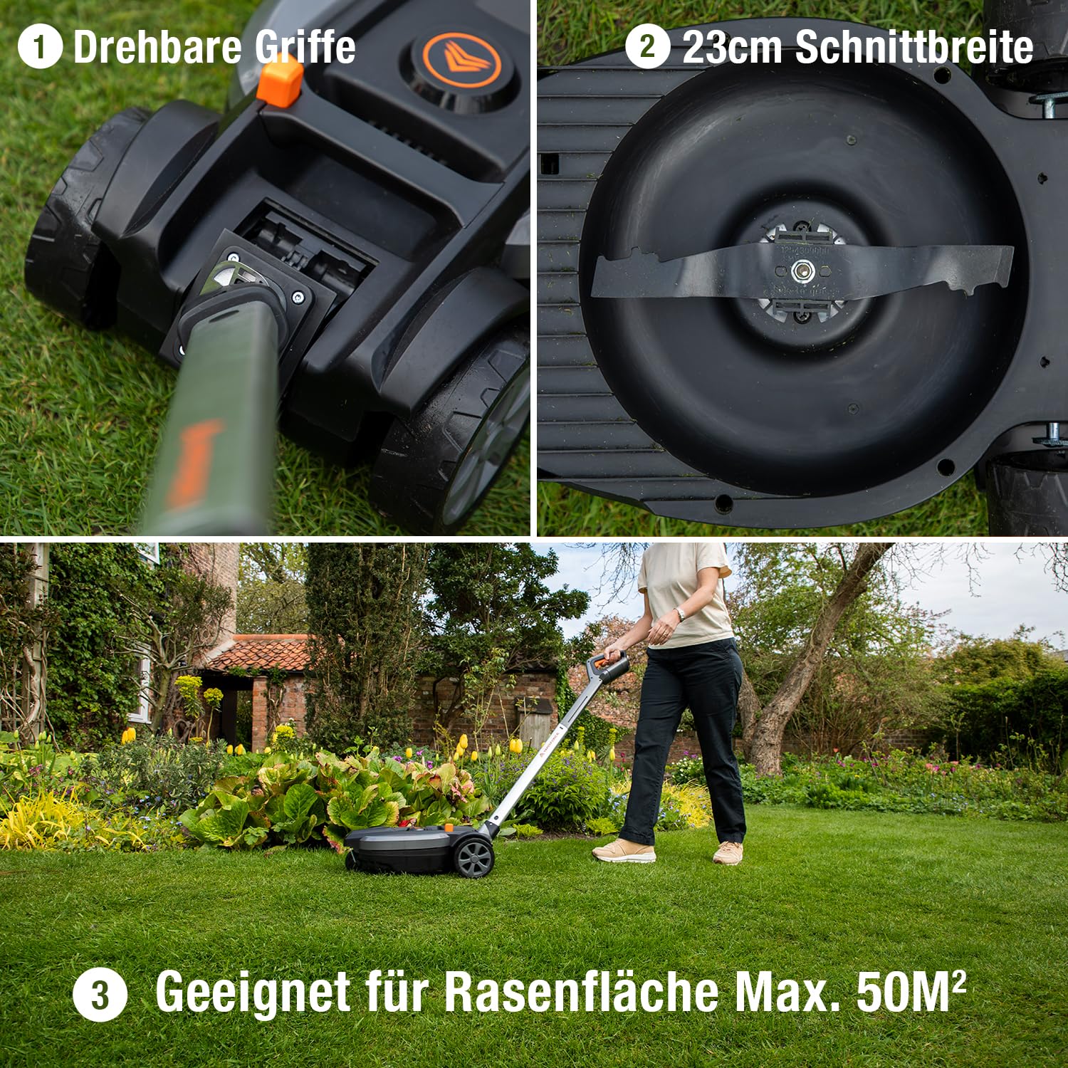 Yard Force 12V IFlex Urban Accu Grasmaaier & Trimmer Bundel LM F23BN Met 12v 40 Ah Lithium Ion Accu Tot 50 M%c2%b2 23cm Maaibreedte 3 Stappen Maaihoogte Instelling