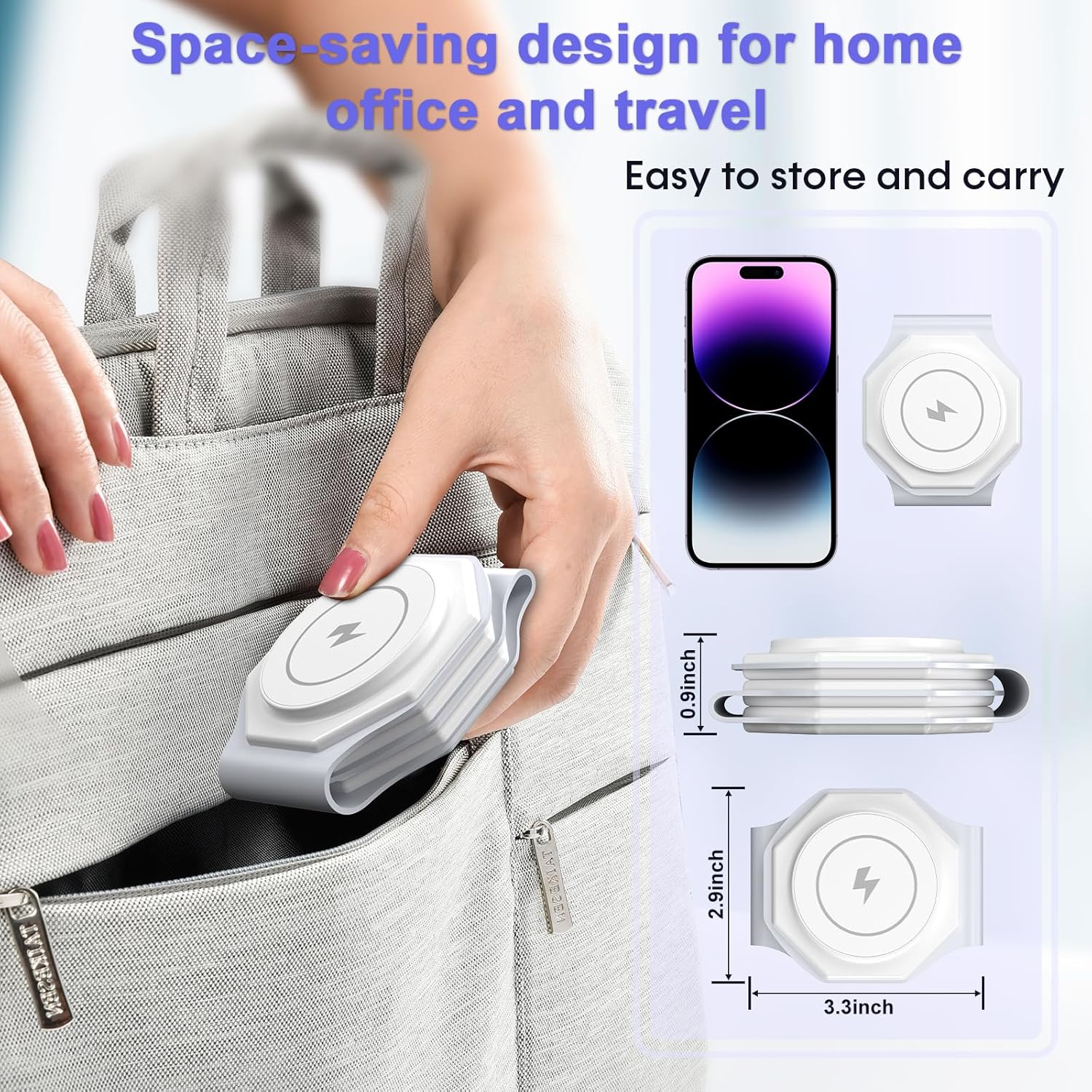 3-in-1 Travel Wireless Charger for iPhone: Foldable Charging Station for Business Trip Office Desktop Home Nightstand - Magnetic Charger Pad for iPhone 16 15 14 13 12 Apple Watch AirPods