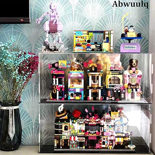 Miniatura 5 de Vitrina de acrílico transparente, caja protectora para muñecas de juguete, caja a prueba de polvo, práctico diseño de fijación de anillo de goma con