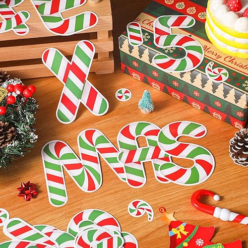 Miniatura 10 de 176 letras de bastón de caramelo, letras de tablón de anuncios de Navidad, cartón de 4.3 pulgadas, letras del alfabeto, números, símbolos para el