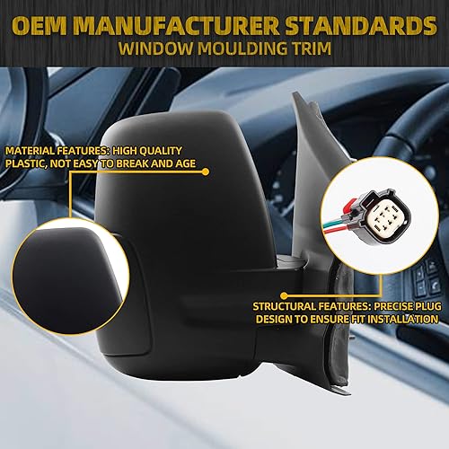 Miniatura 4 de Dasbecan Espejo retrovisor eléctrico derecho del lado del pasajero sin indicador compatible con Ford Transit 150 250 350 2015 2016 2017