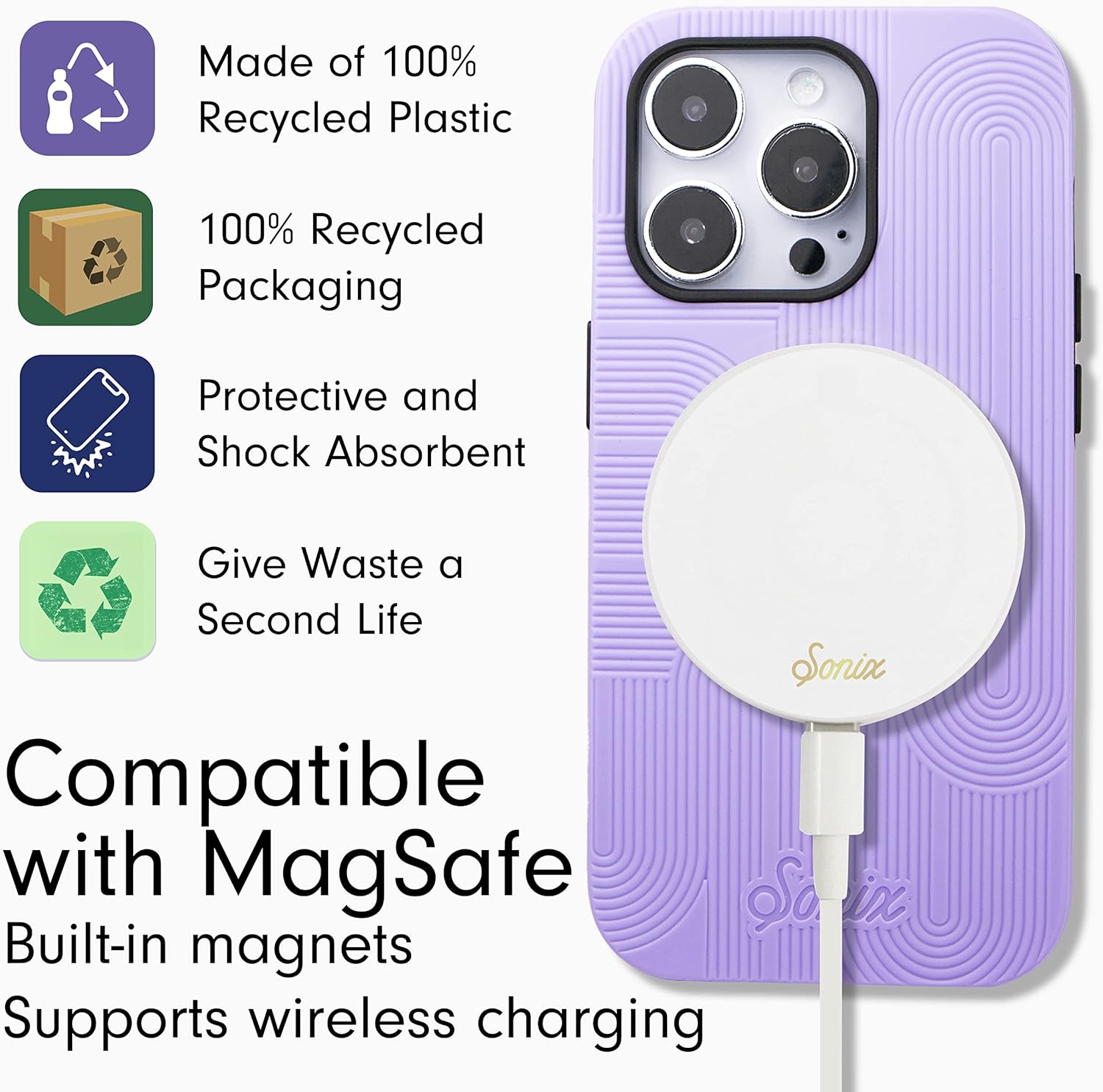 Sonix Case for iPhone 14 Pro | Compatible with MagSafe | 10ft Drop Tested | ReSonix Lavender Purple - Image 3