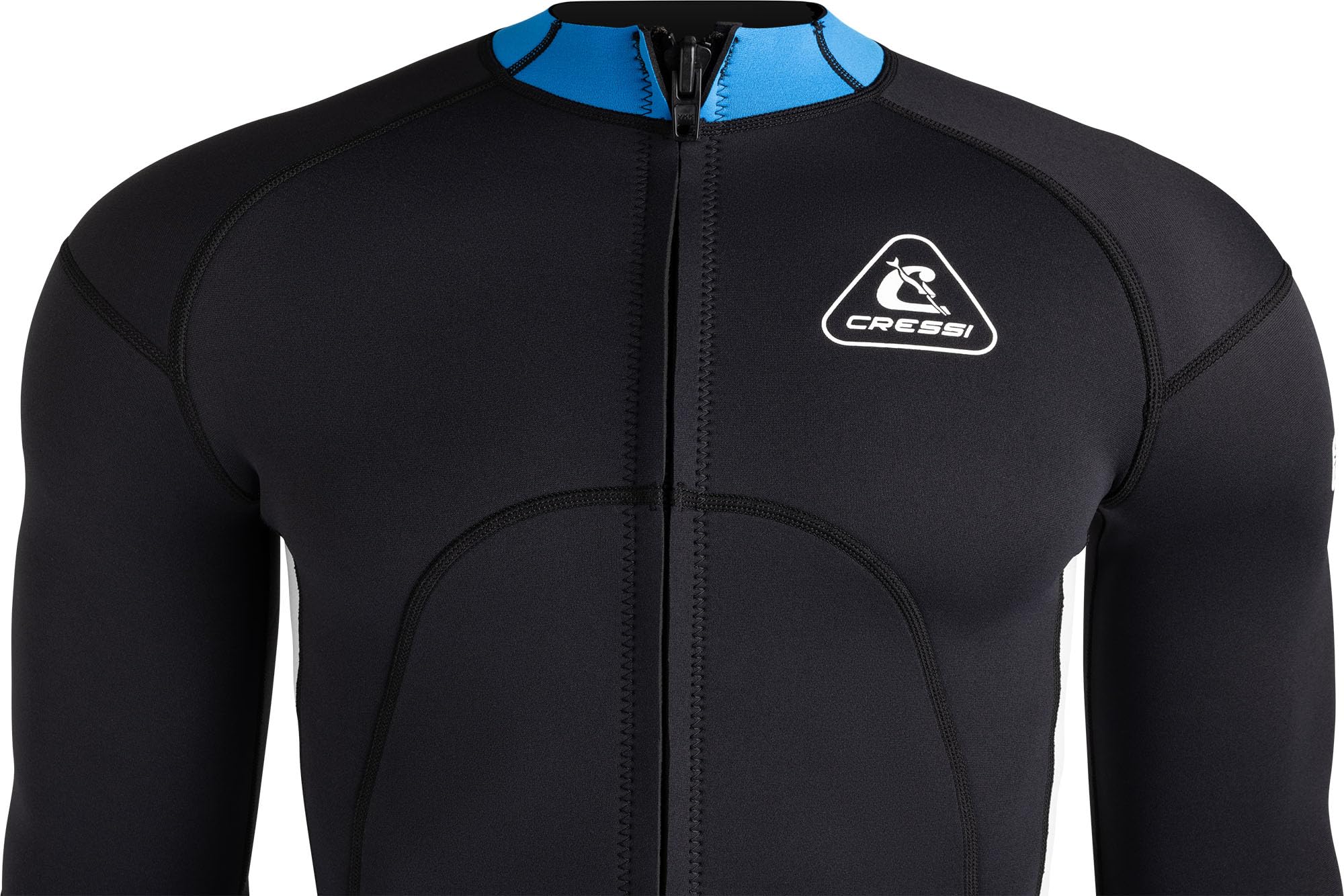 CRESSI Guardian Man kurtka neoprenowa czarno-niebieska, 2 mm, 3XL/7-2 mm, podwójna podszewka, neoprenowa, do pływania, snorkelingu, surfingu, kajakarstwa i innych sportów wodnych, czarna/niebieska,