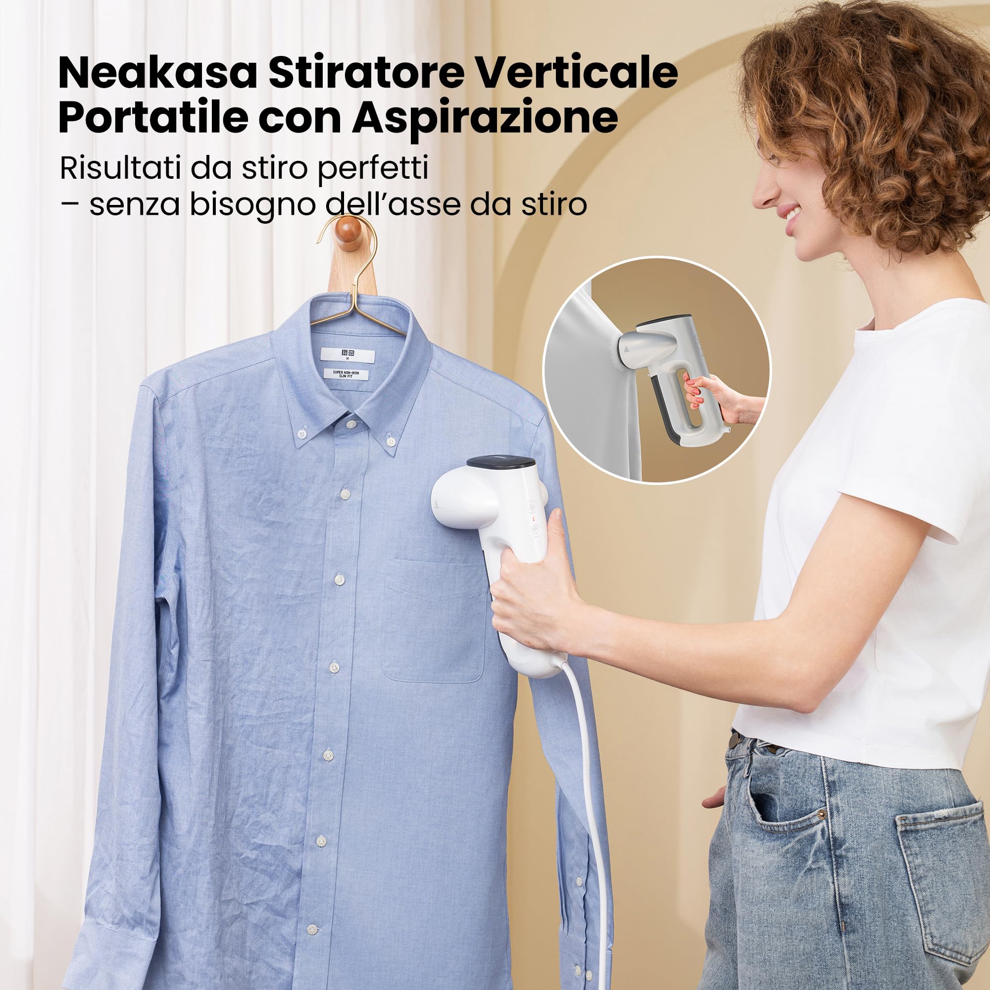 Neakasa Magic 1 - Piastra a vapore portatile con aspirazione, compatta e pieghevole, non necessita di asse da stiro, utilizzabile con una sola mano
