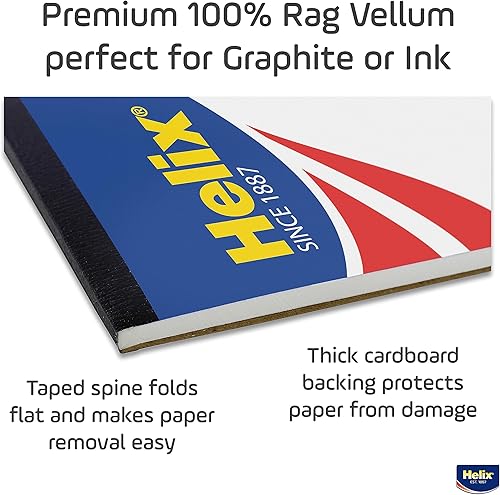 Miniatura 4 de Helix - Bloc de papel de vitela para bocetos y trazado artísticos, blanco translúcido, 100% trapo, 11 x 17 pulgadas, 50 hojas (37106)