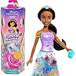 Mattel Disney Princess Jasmine Fashion Doll Set, Spin & Reveal with 11 Surprises Including 5 Accessories, 5 Stickers & Play Scene, Inspired by Movie