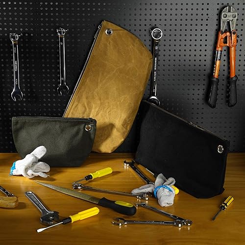 Miniatura 6 de Bolsa de almacenamiento de herramientas multiusos, bolsa de lona encerada de 16 onzas para hombres y mujeres, bolsas organizadoras de herramientas