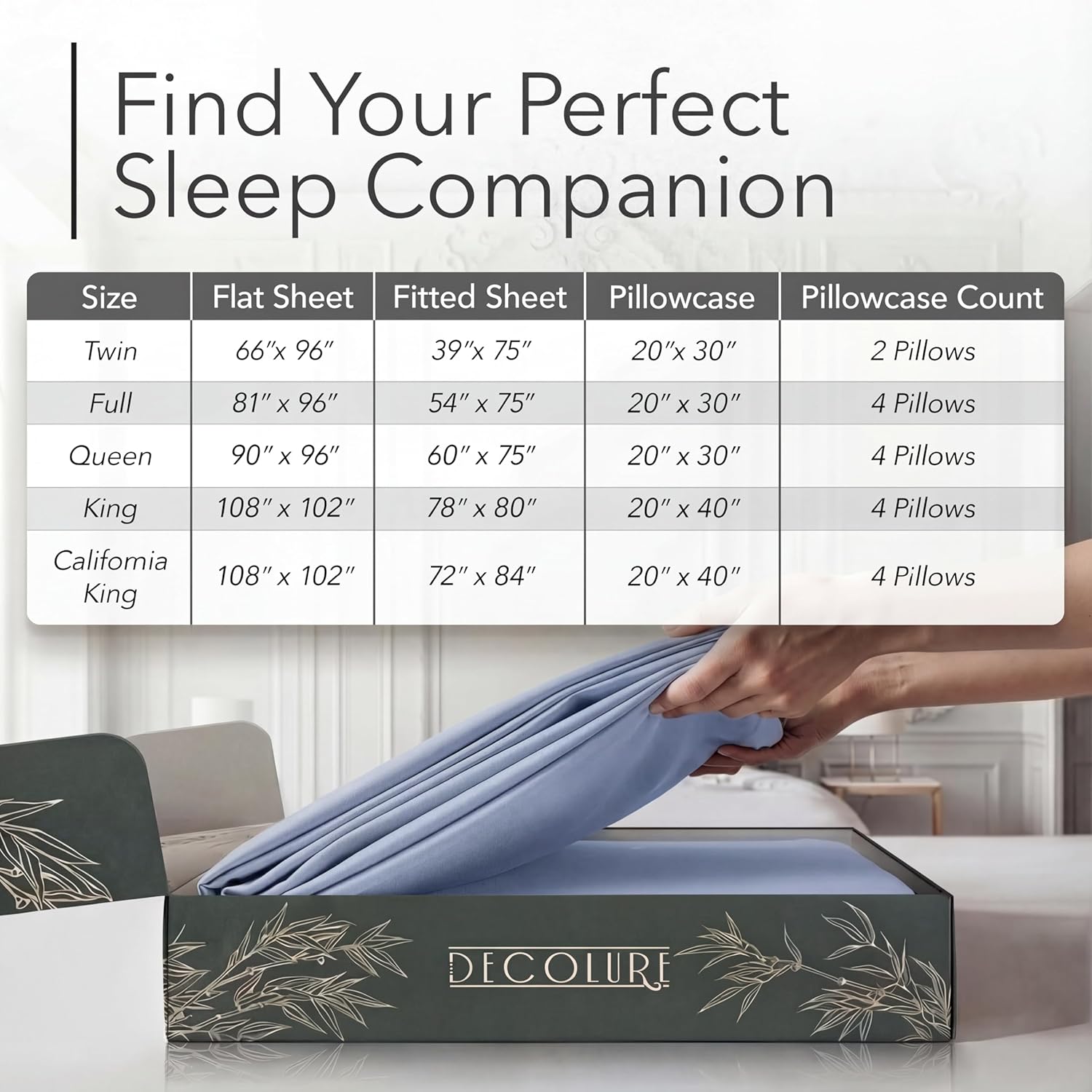 DECOLURE 100% Viscose Derived from Bamboo Sheets Queen Size - Luxury 6 Pc Naturally Cooling Sheets, Ultra Soft Bed Set - Deep 17" Pockets, Durable Double Stitching, Oeko Tex Standard (Light Blue) - Image 8