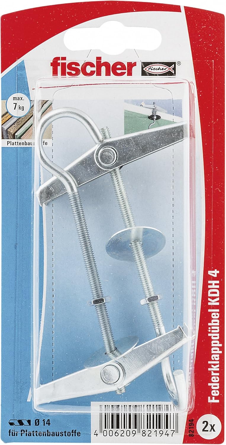 Fischer 82194 KDH 4 K Metal Spring Toggles with Threaded Rods - Multi-Colour (2-Piece)