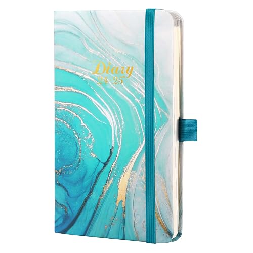 Pocket Diary 2024-2025 - A6 Diary 2024-2025 Week to View, from August 2024 to July 2025, 6.3" x 3.8", with Elastic Closure - Blue