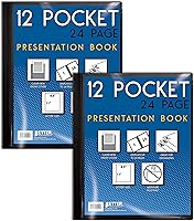 Vista 9 de Better Office Products Libro de presentación encuadernado con 12 bolsillos, color negro con cubierta frontal transparente, 24 páginas protectoras