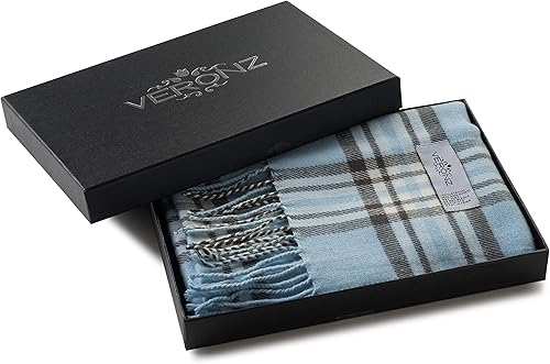 Miniatura 61 de Veronz - Bufanda clásica de invierno muy suave de aspecto lujoso y sensación de cachemira con caja de regalo Regalo a cuadros rosa y marrón