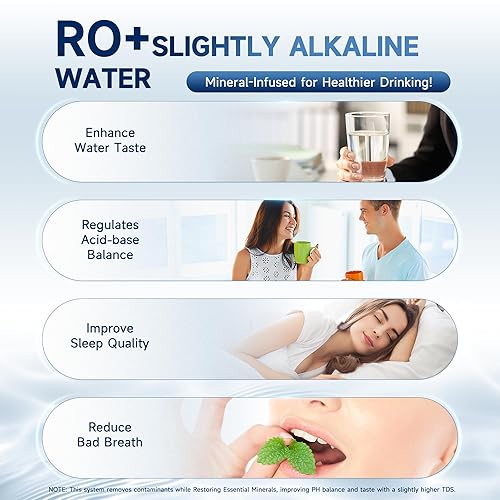 Miniatura 4 de AQUALTRA USF-4RF-100 100 GPD Sistema de ósmosis inversa alcalina debajo del fregadero Sistema de filtración de agua con grifo dedicado