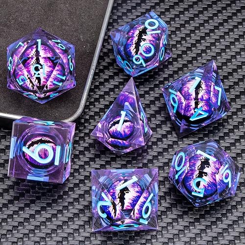 Miniatura 10 de KERWELLSI Float Liquid Core Cool Beholder Eye DND Juego de dados D&D con caja de regalo, dados de resina, hechos a mano, dados de mazmorras y