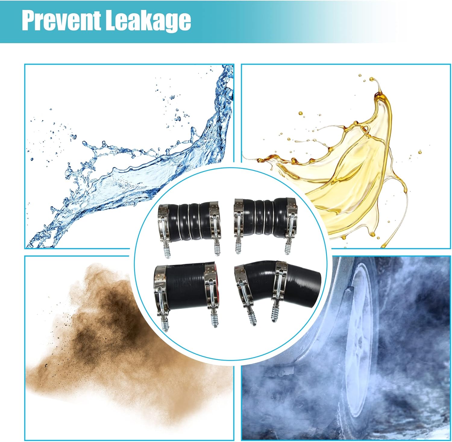 X AUTOHAUX 1 Set Intercooler Hose Clamps Kit for Ford F250 F350 2003 2004 2005 2006 2007 Only 6.0L Diesel Engine No.6C3Z6C640B Intercooler Boots