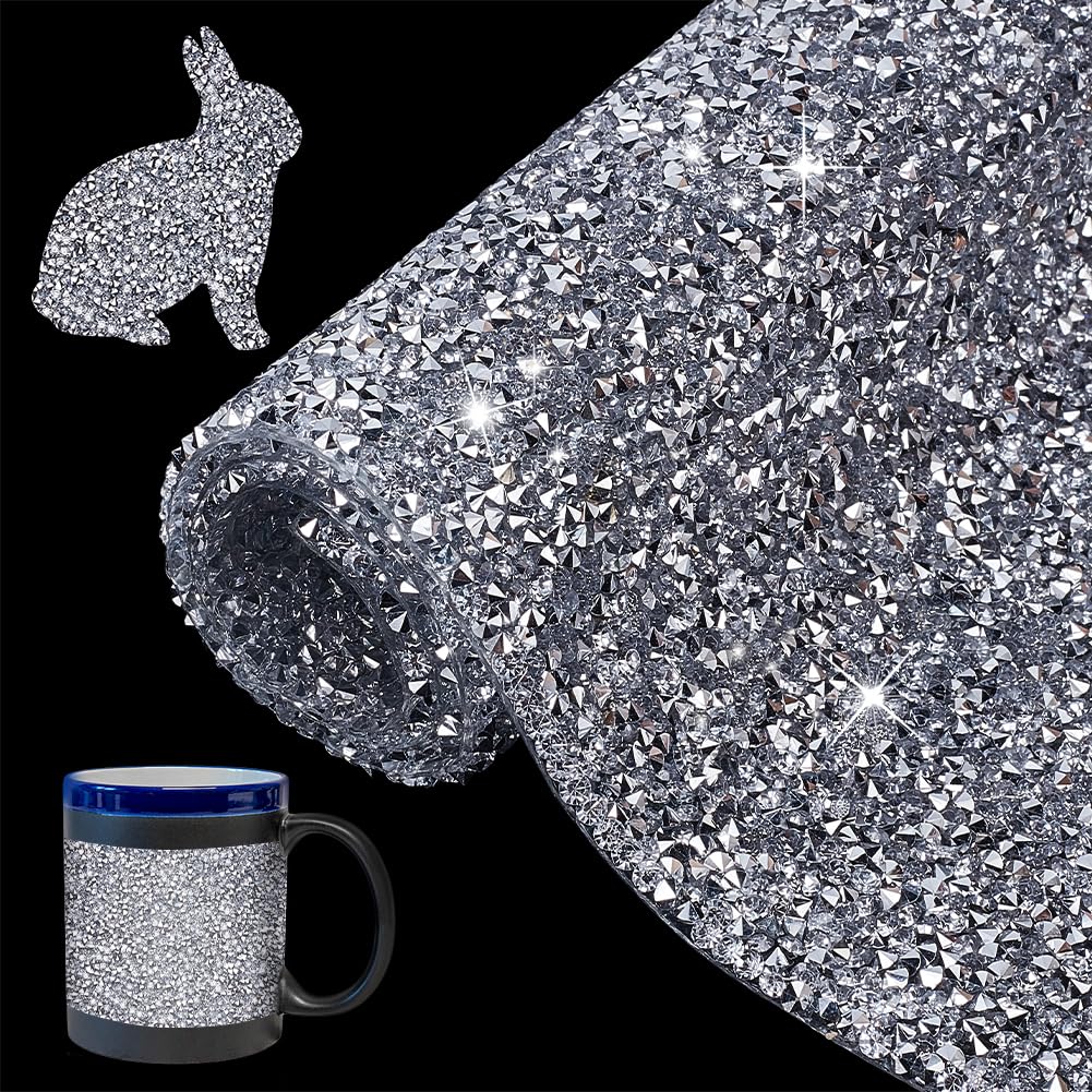 Strass autocollants argentés pour loisirs créatifs, rouleau adhésif brillant vêtement et déco 40x20