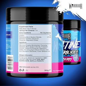 Warrior Creatine Plus Electrolytes 360g Zero Sugar Hydration Drink Mix