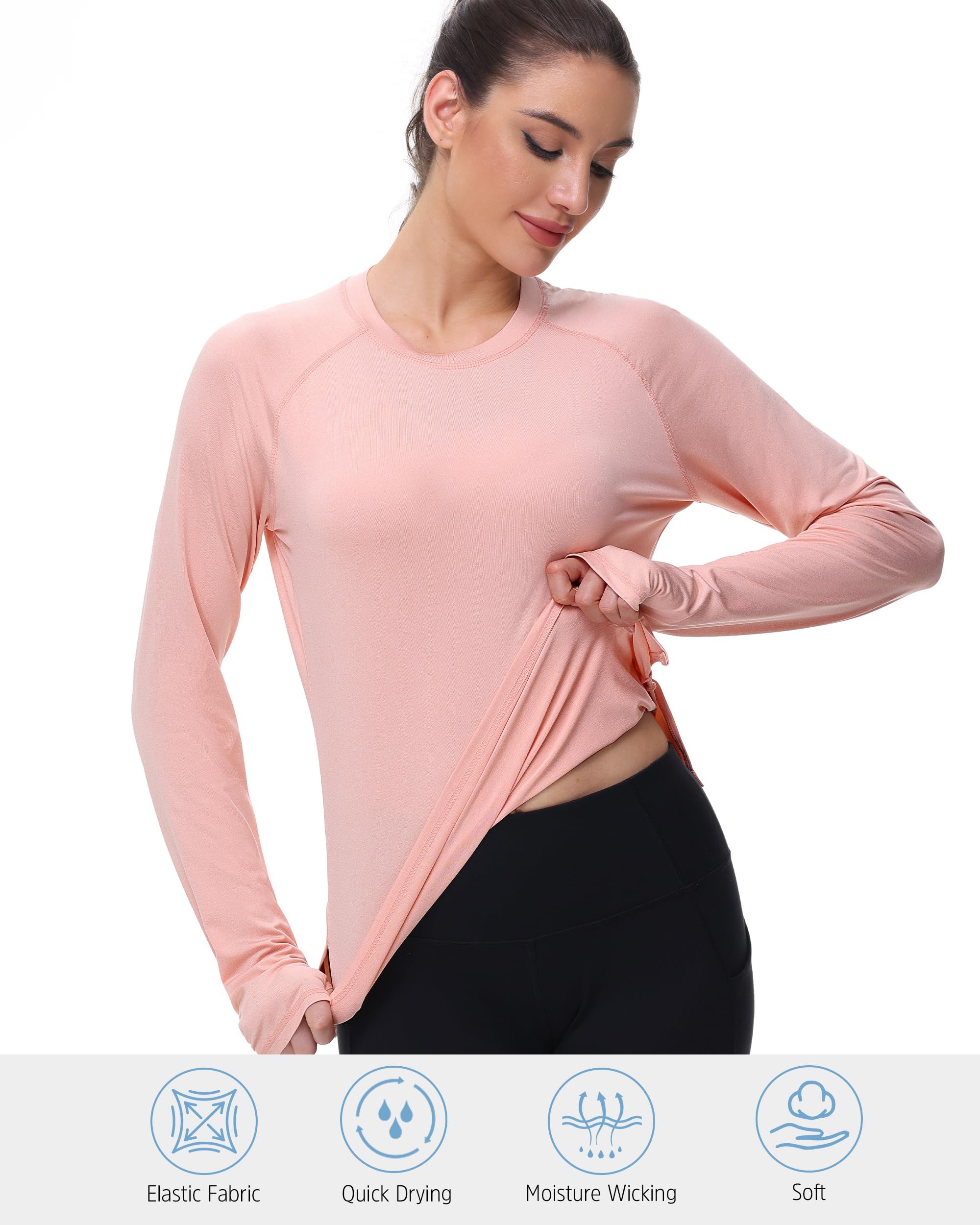 Maglietta da donna UPF 50+ a maniche lunghe con protezione solare UV Quick Dry Rash Guard da nuoto per attività all'aperto per pesca, corsa e allenamento