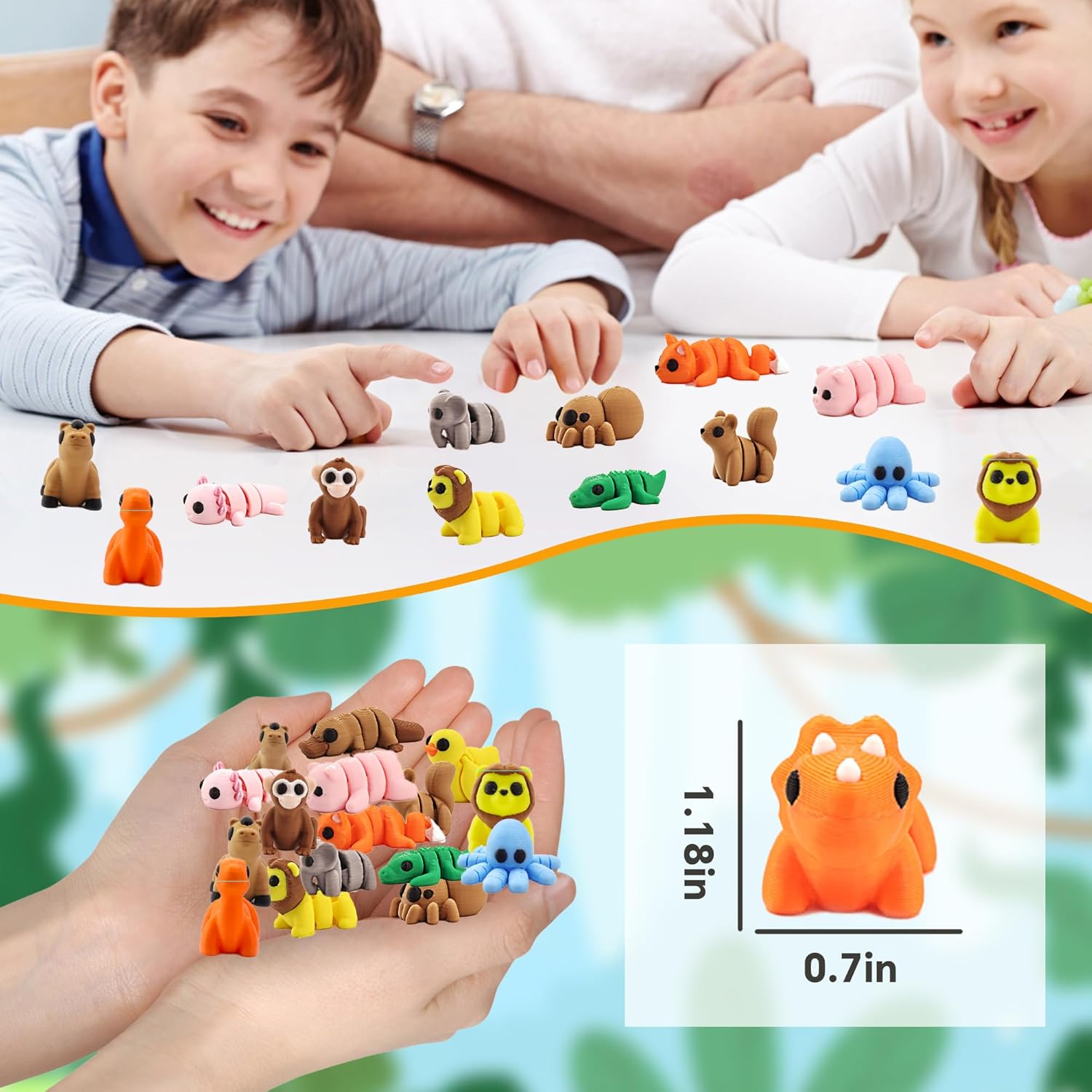 45 pcs Animal Figurines, 3D Printed Animals, Articulated Goodie Bag Stuffers, Party Favors, Classroom Rewards, Students Carnival Prizes, Office Desk Pets, Gift for Boys and Girls