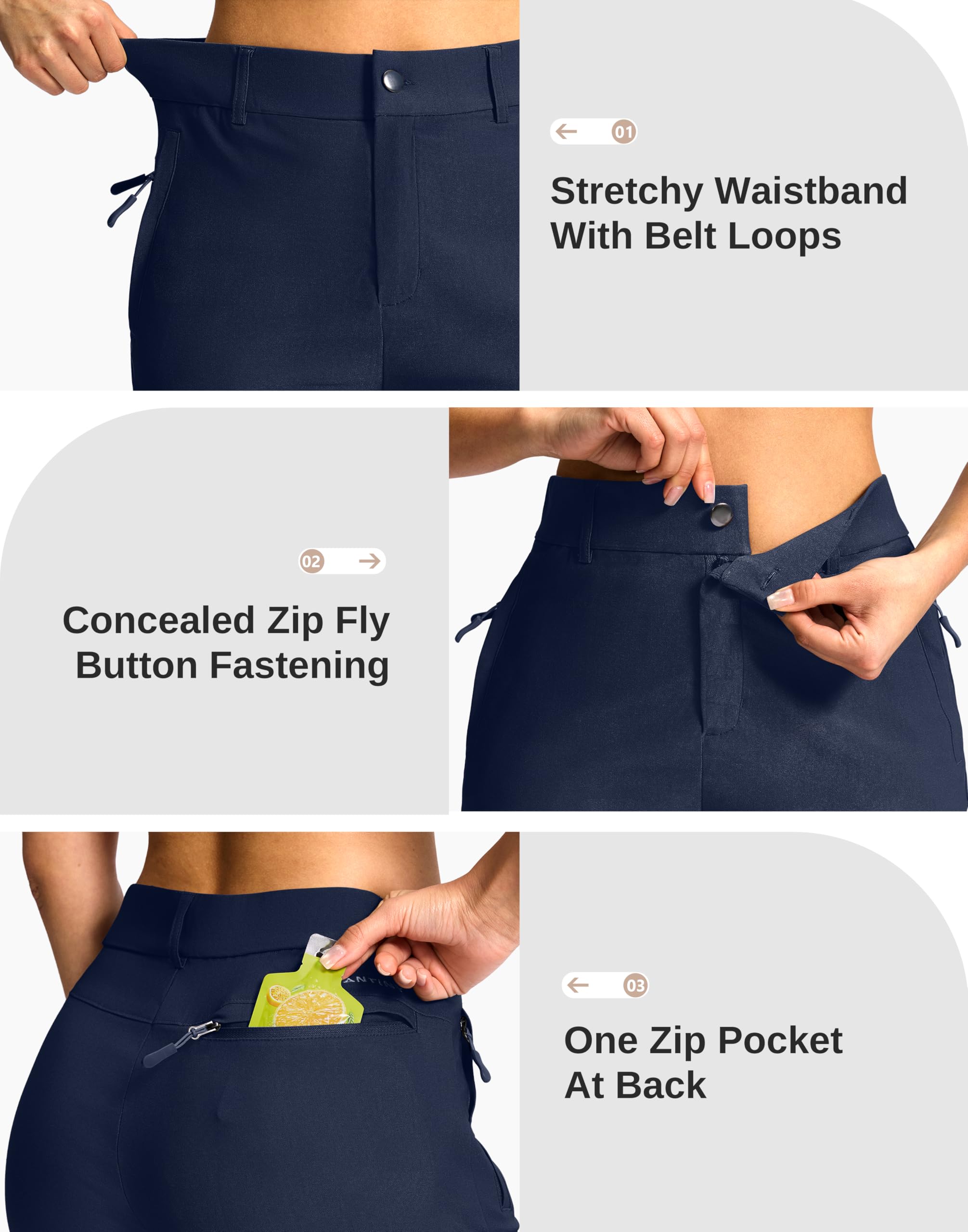 SANTINY Women's 5"/7" Hiking Golf Shorts with 3 Pockets Stretch Quick Dry Outdoor Travel Work Shorts for Women Casual Summer — view 5