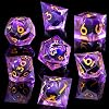 Beholder's Dragon Eye DND Dice Set, 7pcs Liquid Core Dice with Gift Box, Handmade Sharp Edge Resin Dice for Role Playing Dungeons and Dragons TtrpgPurple Dragon Eye