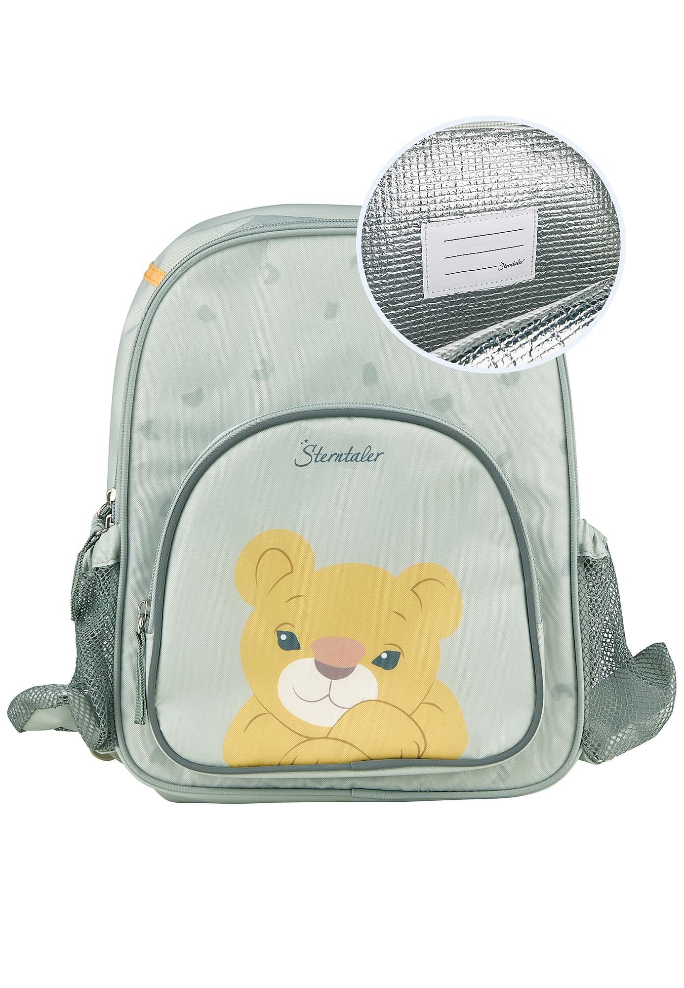 Sterntaler Kindergarten Set Löwe Leo – Unisex Multipack mit Löwen-Motiv – Enthält Kinderrucksack mit Kühlfunktion, Brotdose und Trinkflasche – Farbe Steingrau