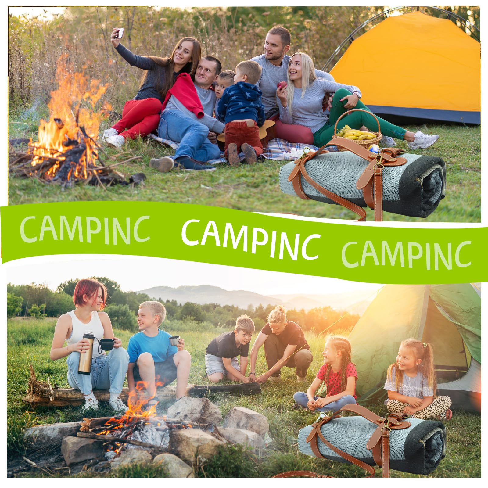 PU-Leder-Tragegurt für Picknickdecke und Yogamatte - Verstellbarer Schultergurt für Outdoor, Camping, Wandern, 58 cm