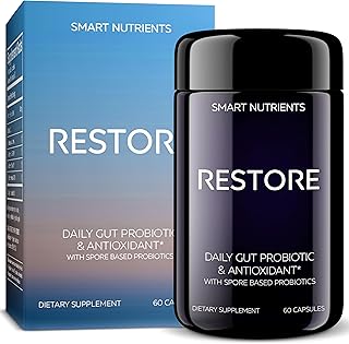 RESTORE | Digestive Probiotics & Antioxidant Daily Supplement | Supports IBS & Gut Health | 4 Clinically Proven Strains Including 3 Spore-Based Probiotics | 60 Capsules | 30 Day Supply, 1-Pack