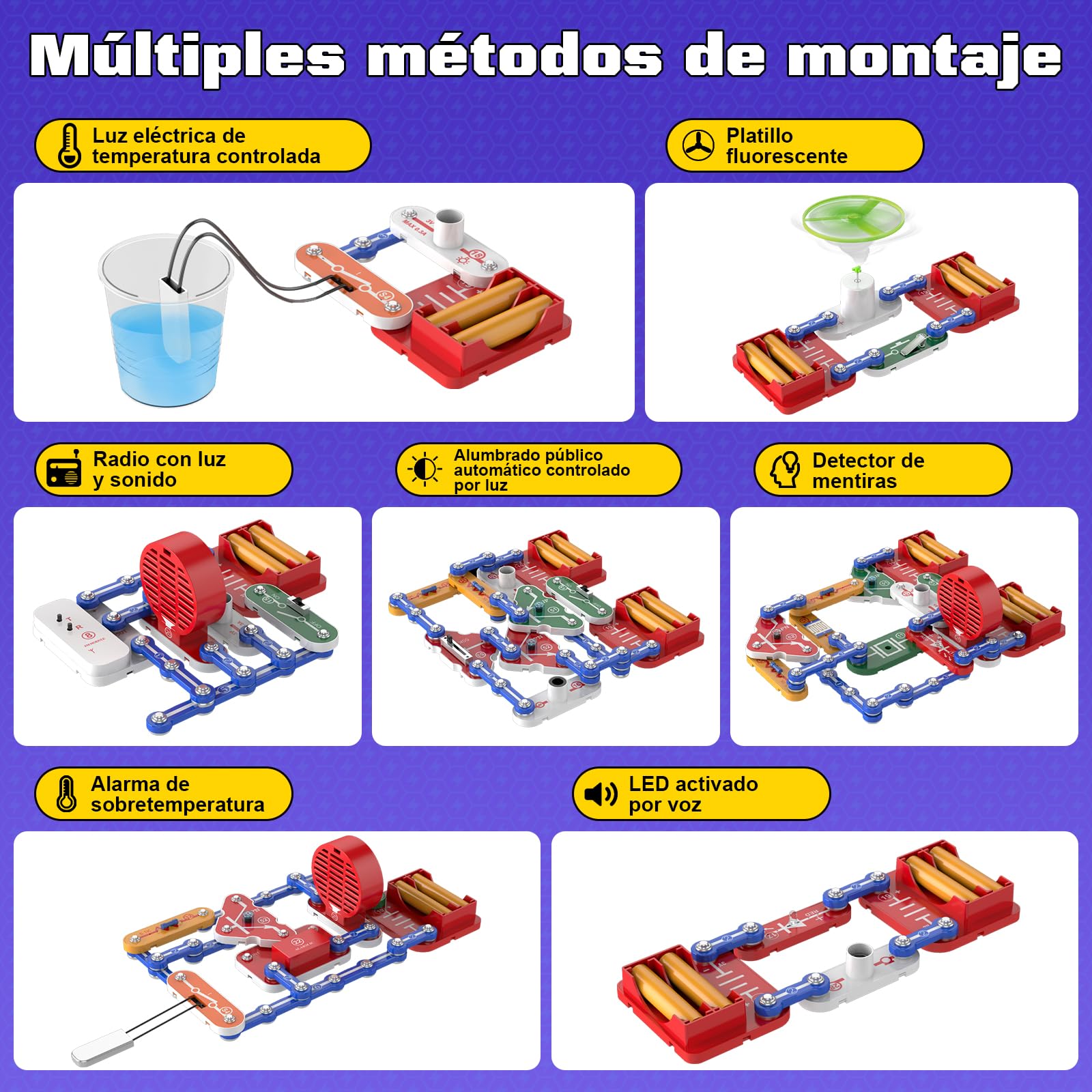 FORMIZON Circuito Electrico para Niños Kit, Caja de Experimentación para Ingeniería Eléctrica, Incluye Instrucciones ilustradas, Más de 2000 Posibilidades de Juego, Jjuguete Educativo Stem