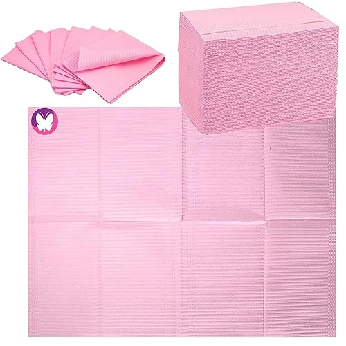 Juego de 50 manteles desechables para decoración de uñas, 50 unidades, color rosa, impermeable, 3 capas, papel de arte de uñas, almohadillas de 13 x