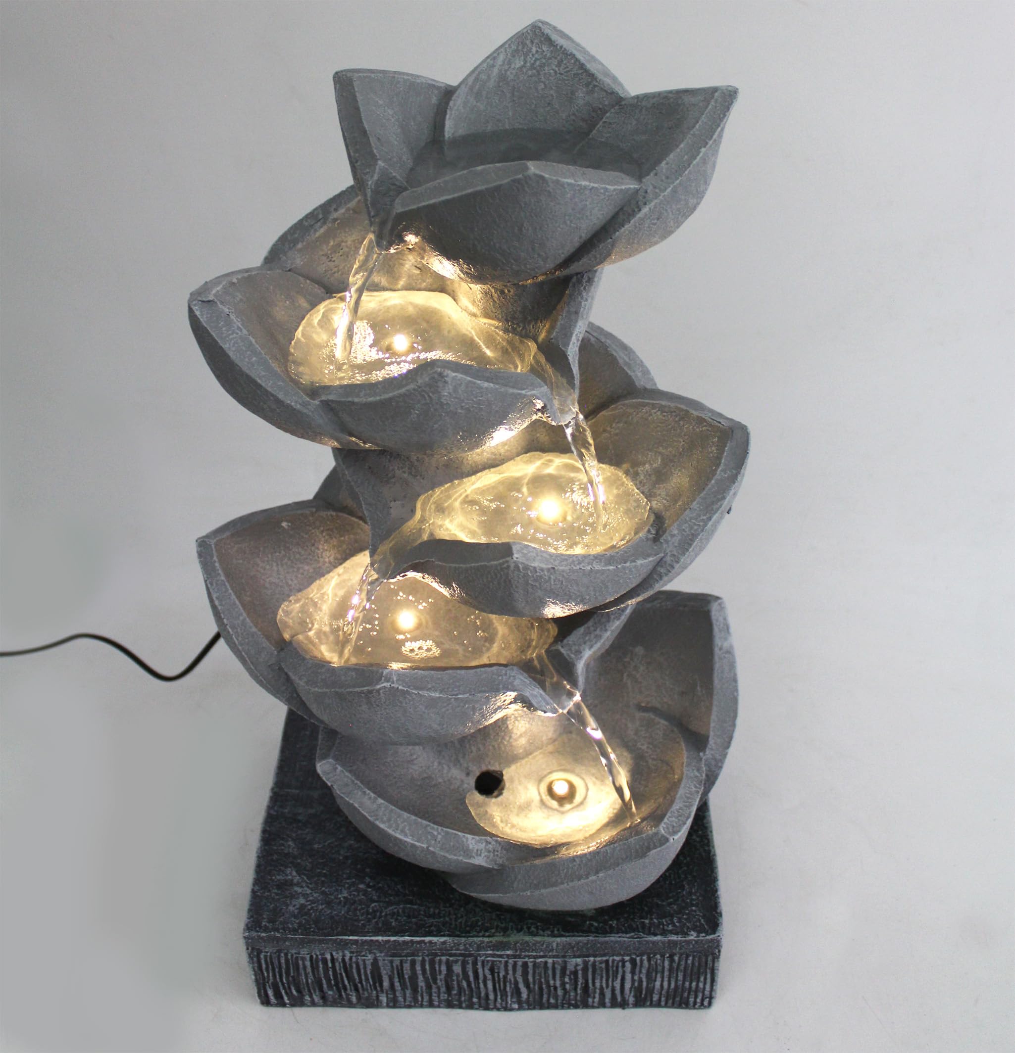 Springbrunnen BK901 mit LED Beleuchtung Gartenbrunnen Skulptur Gartenfigur Wasserspiel 47cm Kaskade Zimmerbrunnen Gartendekoration
