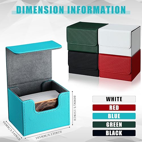 Miniatura 2 de Weewooday 5 cajas de cuero para cartas de mazo de gran tamaño, caja de almacenamiento para 100 tarjetas con funda compatible con MTG TCG, 5 colores
