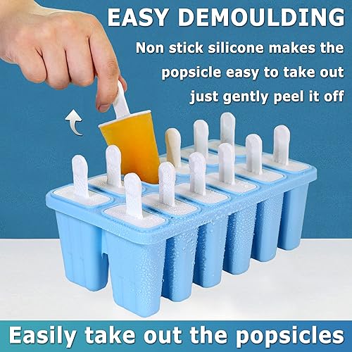 Miniatura 3 de Silicone Popsicle Molds 12-cavity DIY Ice Pop Mold for Kids Adult Teens BPA Free Ice Cream Molds for Party Yogurt Juice Smoothies Sticks