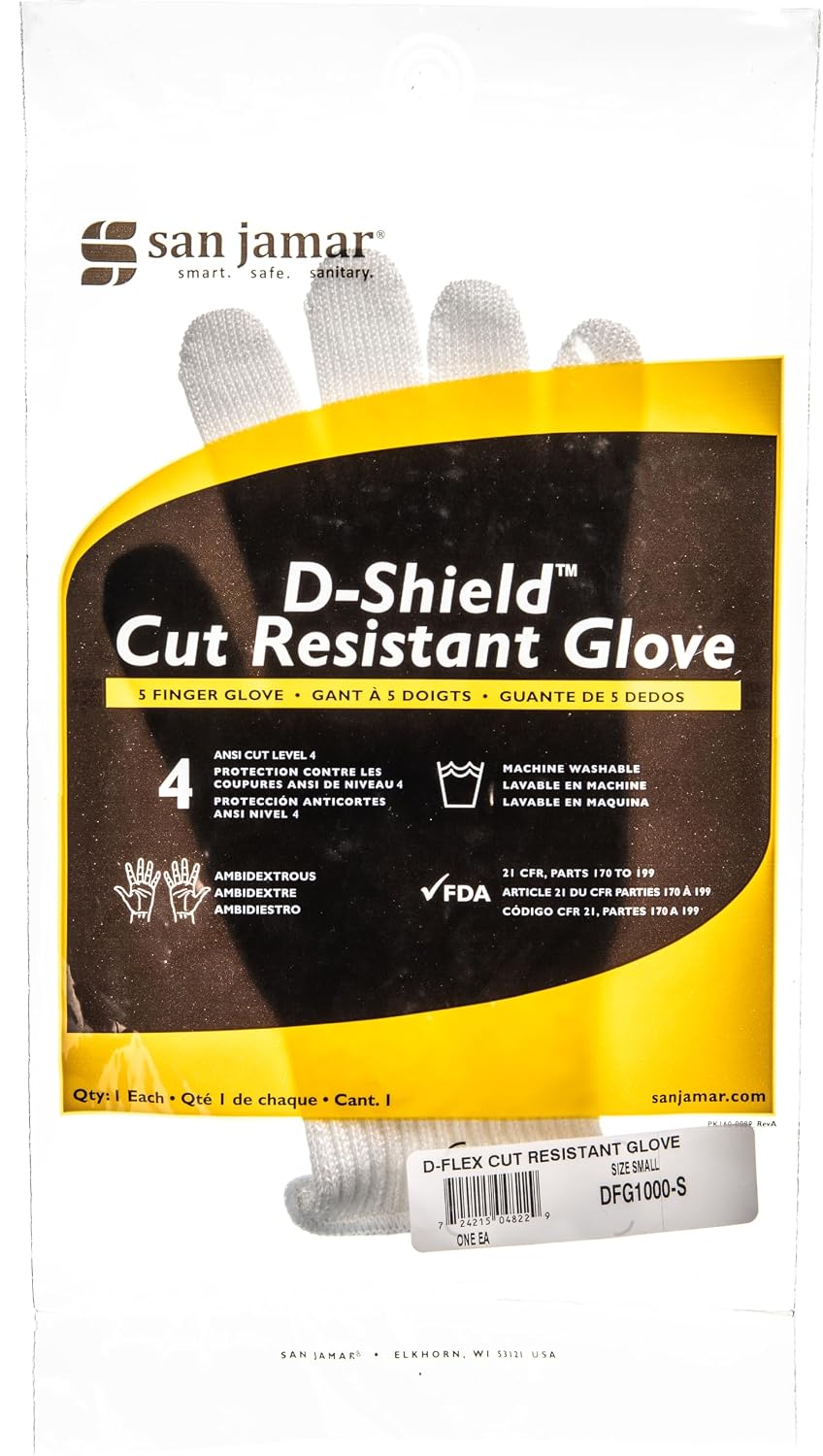 San Jamar DFG1000-S D-Flex Professional Cut-Resistant Glove, Small