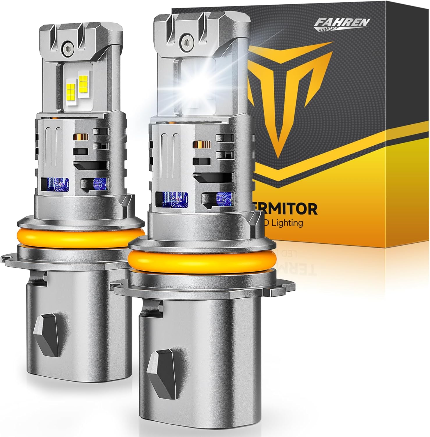 FAHREN Latest &amp; Brightest 9007 led Bulbs, (1200%) 12X Brighter 80,000LM Ultra Brightness HB5 bulbs, 6500K Cool White, IP68 Waterproof, Plug-N-Play, Pack of 2, HID bulbs,1:1 Size Replacement