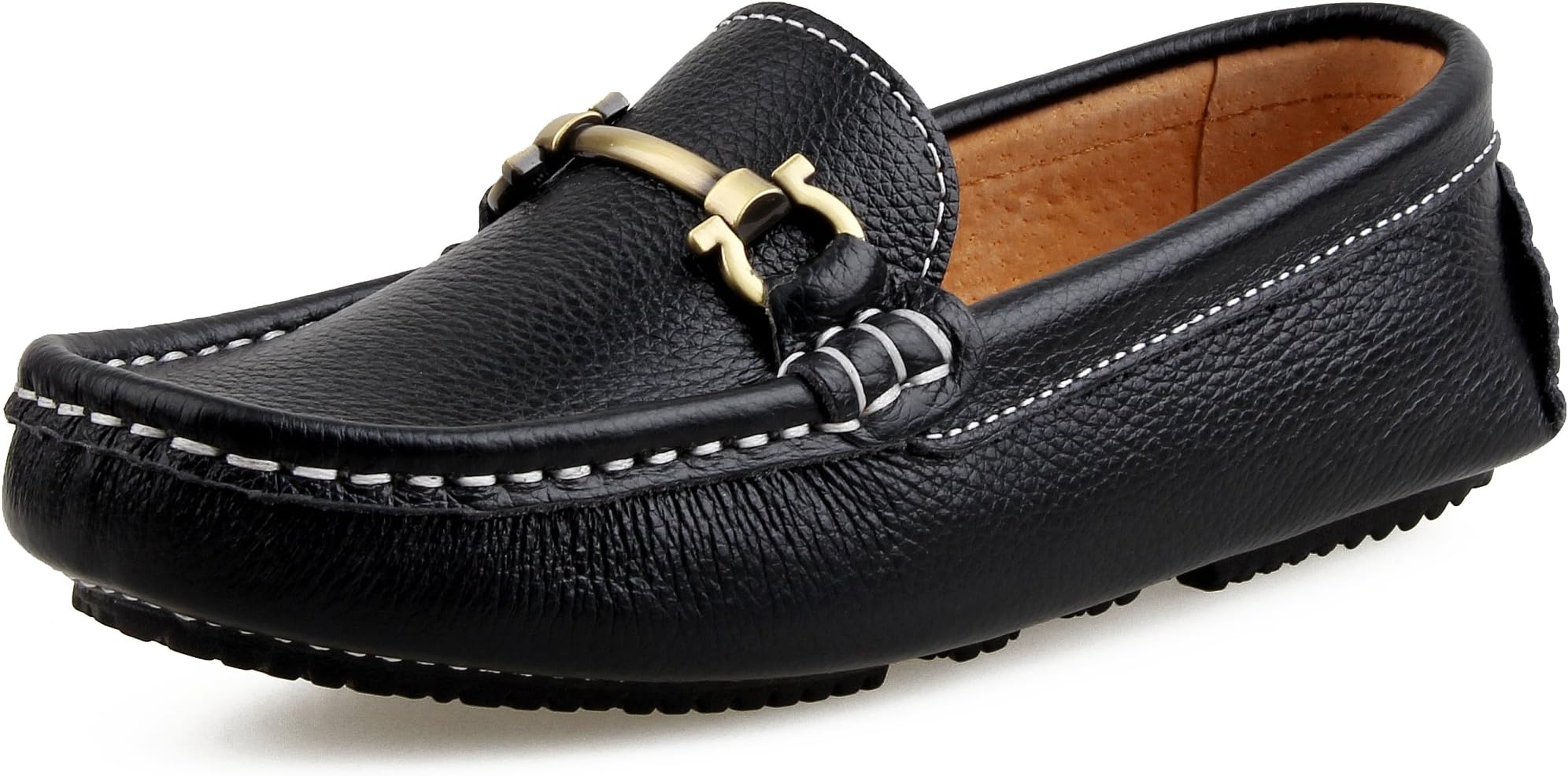 SKOEX Boy's Leather Loafers Slip On Boat Shoes