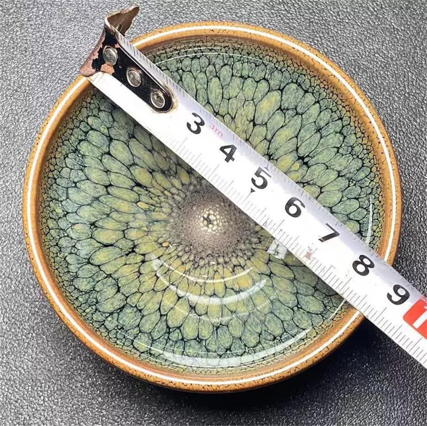Set of 2 Handcrafted Jian Zhan Tea Cups, Green Peacock-Style Kiln-Change Tianmu Glaze Ceramic Tea Bowls, Small Gongfu Master Teacups