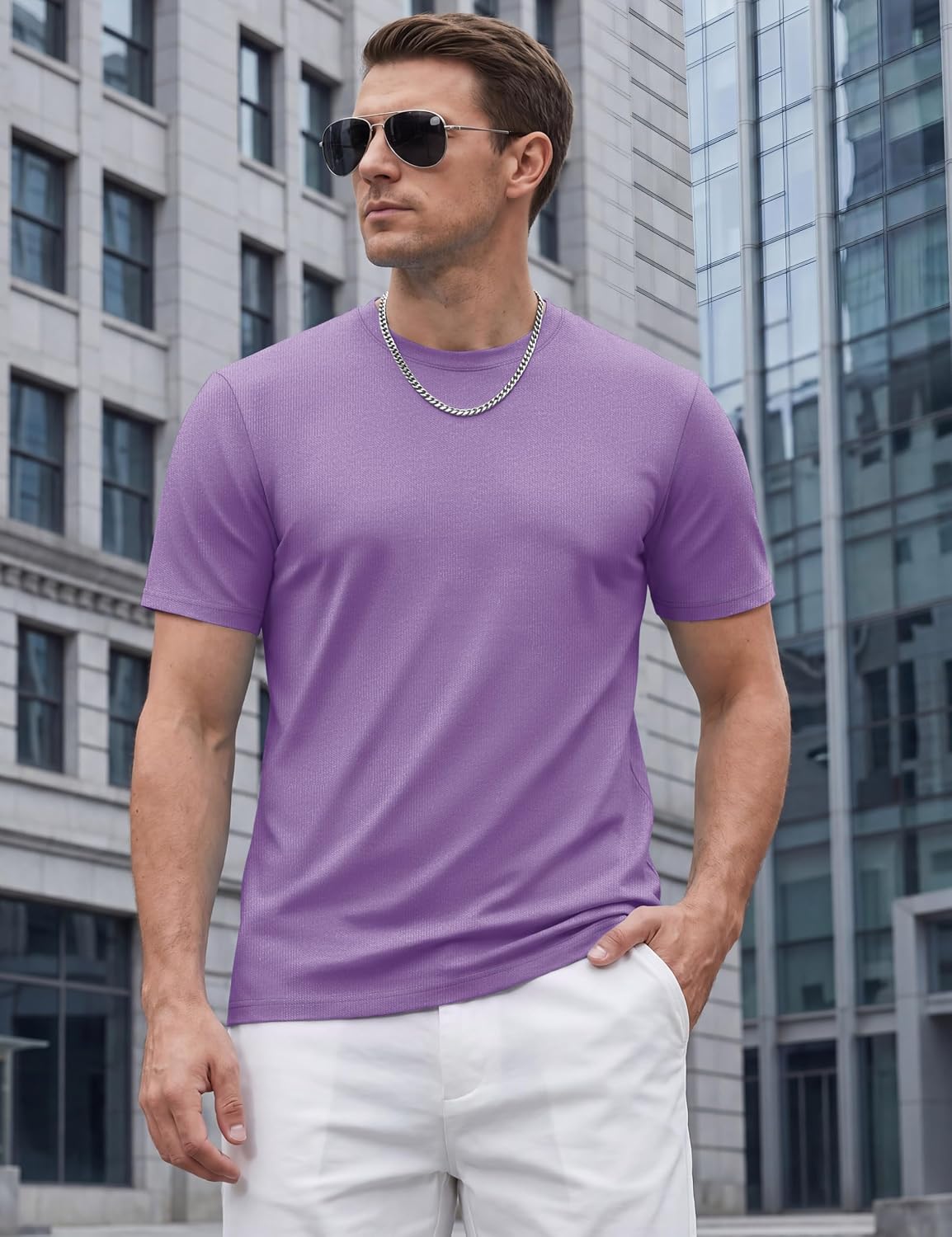 Cotrasen Mens T-Shirts Short Sleeve Cotton T Shirts Casual Plain Crew Neck Basic Tees Moisture Wicking Summer Shirts