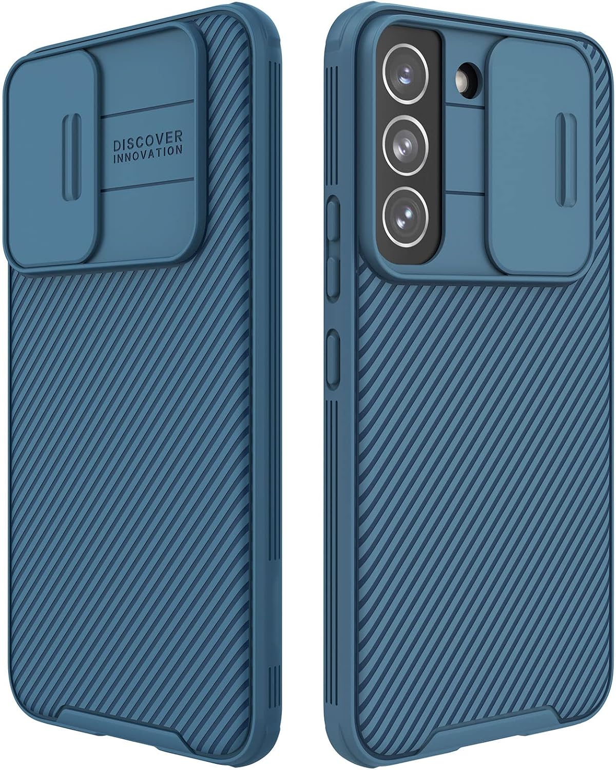 imluckies for Samsung Galaxy S22 Case with Slide Camera Cover, Full-Body Protective Phone case, Hard PC Back & Soft Bumper, Slim Protective Case for Galaxy S22 5g case, Blue