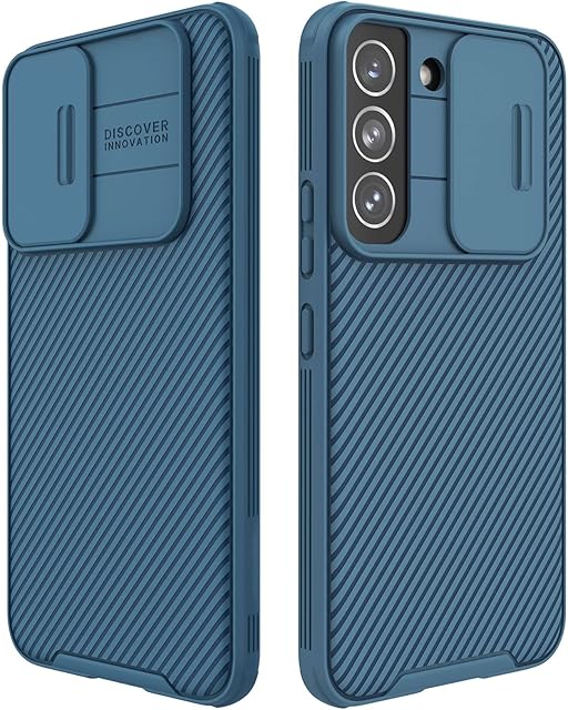 imluckies for Samsung Galaxy S22 Case with Slide Camera Cover, Full-Body Protective Phone case, Hard PC Back & Soft Bumper, Slim Protective Case for Galaxy S22 5g case, Blue