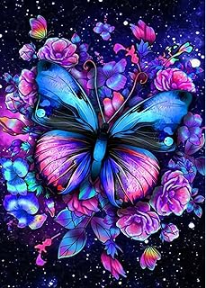 Butterfly Diamond Art Painting Kits for Adults - Full Drill Diamond Dots Paintings for Beginners, Round 5D Paint with Diamonds Pictures Gem Art Painting Kits DIY Adult Crafts Kits 12x16inch