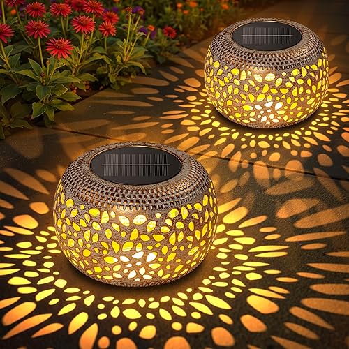 Solar Table Lanterns Outdoor Waterproof: 2 Pack LED Lamps for