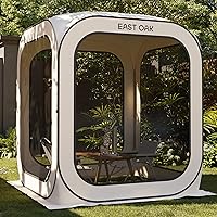 EASTOAK 6x6 Pop-Up Screen House Tent - Bug-Proof Portable Screen Room, Instant Setup for Patio, Backyard, Camping, UPF 50+ Beige