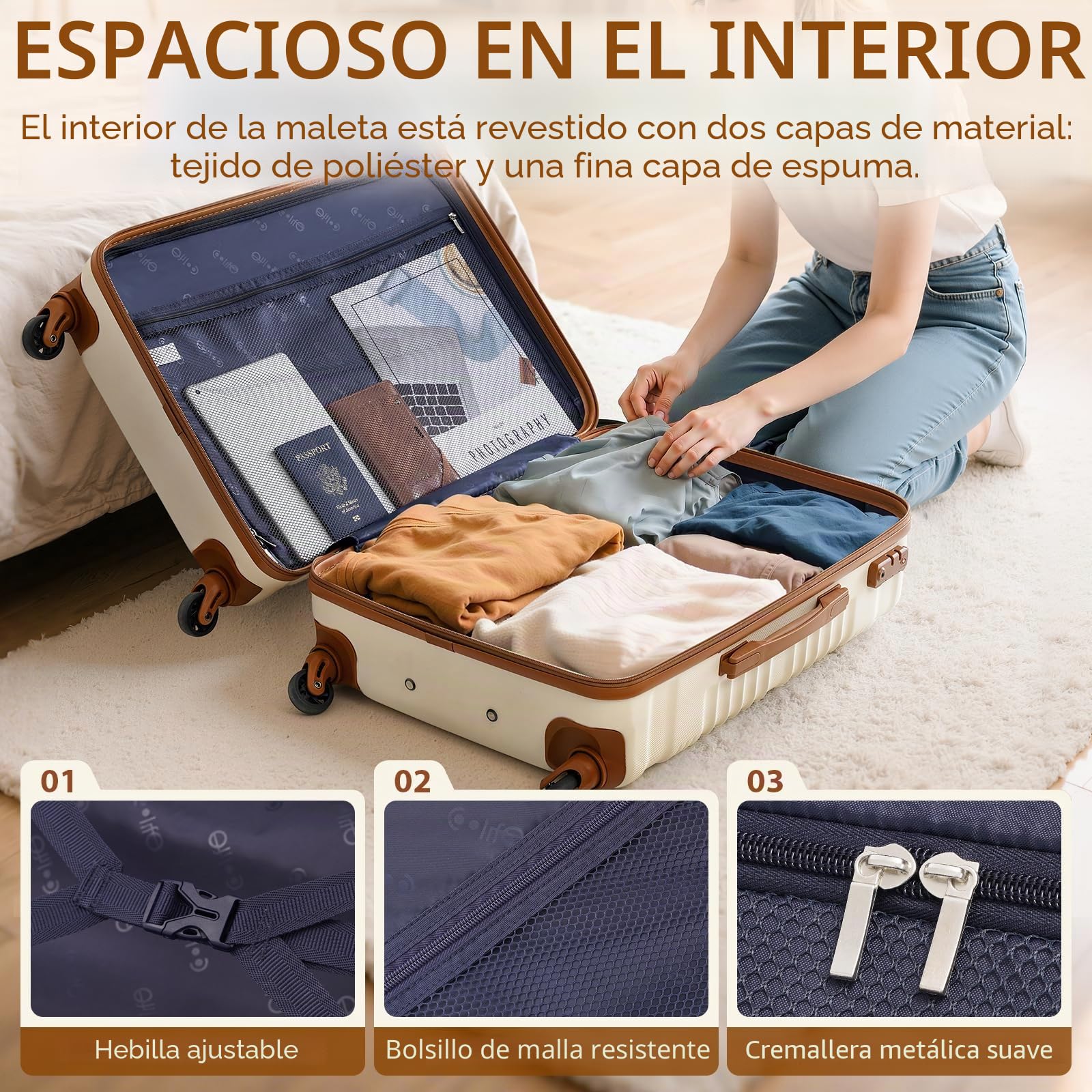 COOLIFE Juego Maletas 6 Piezas 16''20''24''28'',268L ABS+PC, Cerradura TSA | 4 Maletas, Bolsa de Viaje Expandible & Bolsa de Aseo – Ideal para Viajes en Familia, Vacaciones Largas & Solución Completa