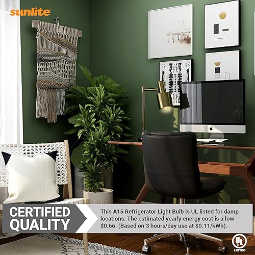 Miniatura 5 de SUNLITE 41428-SU - Bombilla LED A15 de 5.5 vatios (equivalente a 40 W), 450 lúmenes, base media (E26), regulable, acabado, certificación UL, Energy