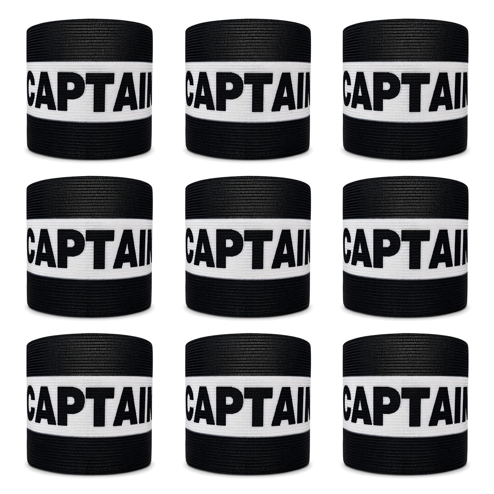 Msjuwek 9 Pack Captain Armband Football, Adjustable Sports Armbands for Youth & Adults, Breathable Soccer Captain Bands for Rugby, Basketball & Team Sports