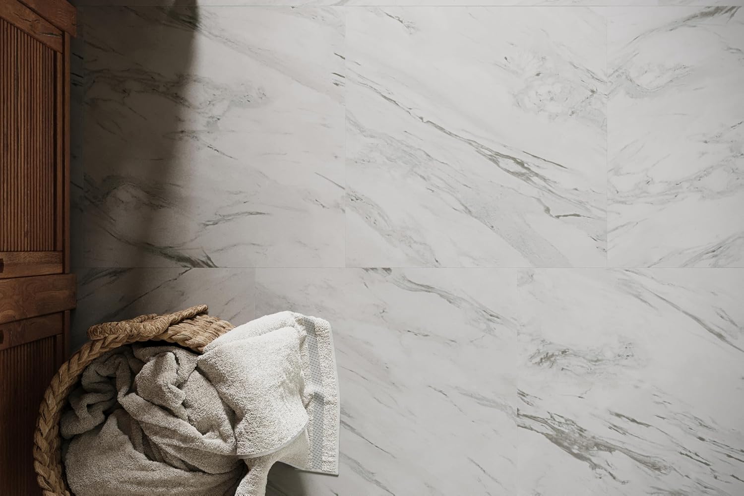 45 Sq.Ft. 18"x18" 20 Piece 2mm Thick 12mil Waterproof Peel and Stick Luxury Vinyl Tile Flooring | Lucida Surfaces BaseCore Stone Collection