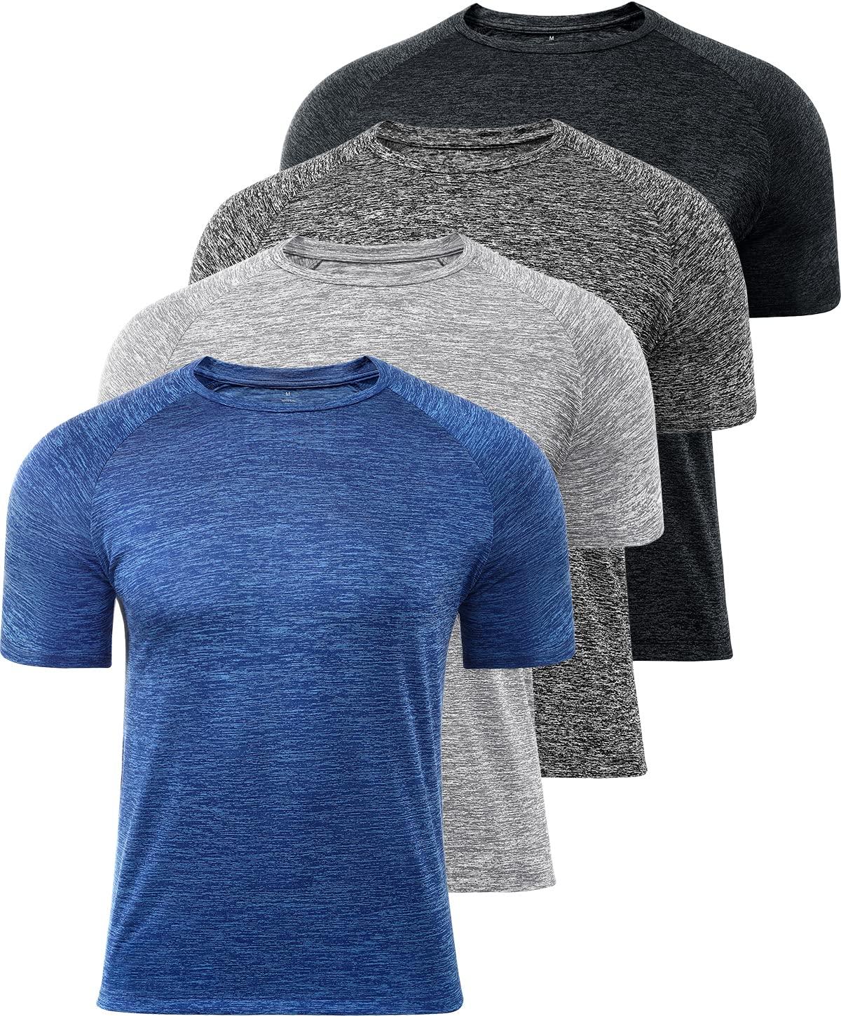 FemdouceMens Quick Dry Fit Athletic Workout Gym Running Tshirt Active Tee for Men Activewear Sport Fitness Moisture Wicking Shirt