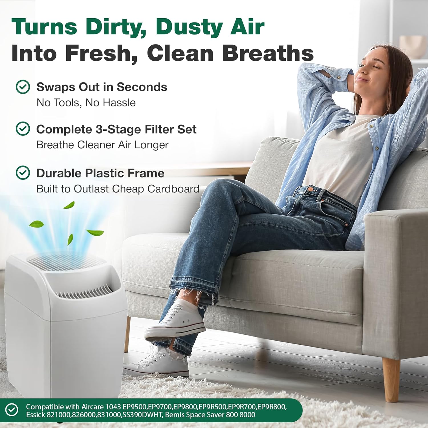 1 Replacement Humidifier Paper Wick Filter Compatible with Aircare Part # 1043 & Models EP9500,EP9700,EP9800,EP9R500,EP9R700,EP9R800 - Essick: 821000,826000,831000,SS390DWHT -by Think Crucial (1 Pack)